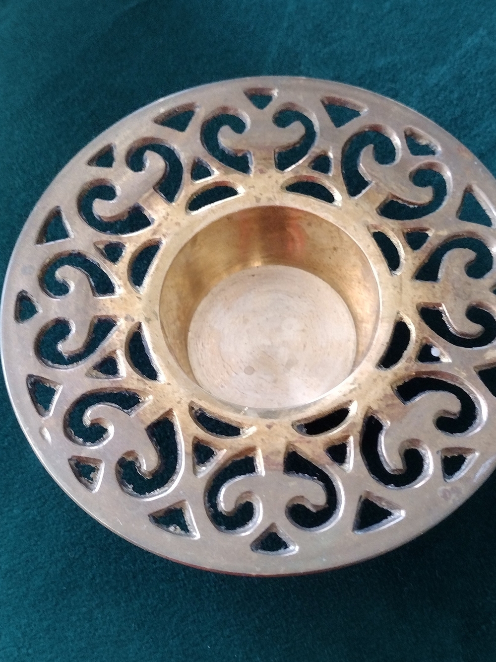 Vintage solid Brass Tealight / Candleholder With Filigree Design
